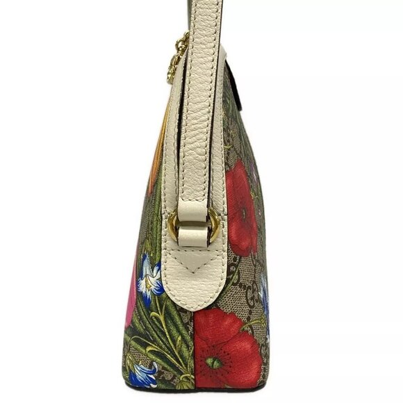 Auth GUCCI Ophidia GG Flora Small Shoulder Bag Beige White Multi PVC 1053-11724 - Picture 4 of 14